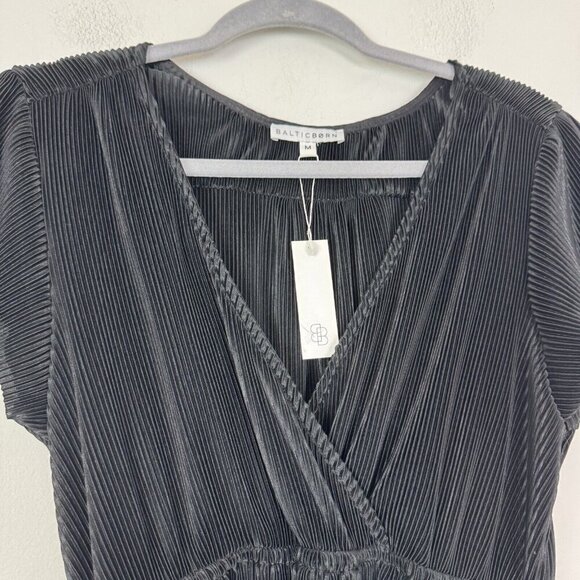 Baltic Born Athena Pleated Midi Dress Black Size Medium - Picture 2 of 7